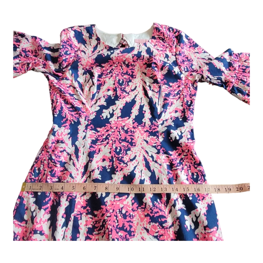 Lilly Pulitzer Fiesta Stretch Dress Nauti Navy Beyond the Sea Pink Coral Size 2 - Picture 16 of 17